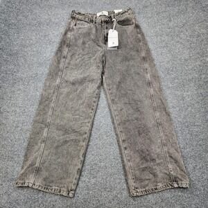 Wide Leg Flare Jeans in Washed Gray